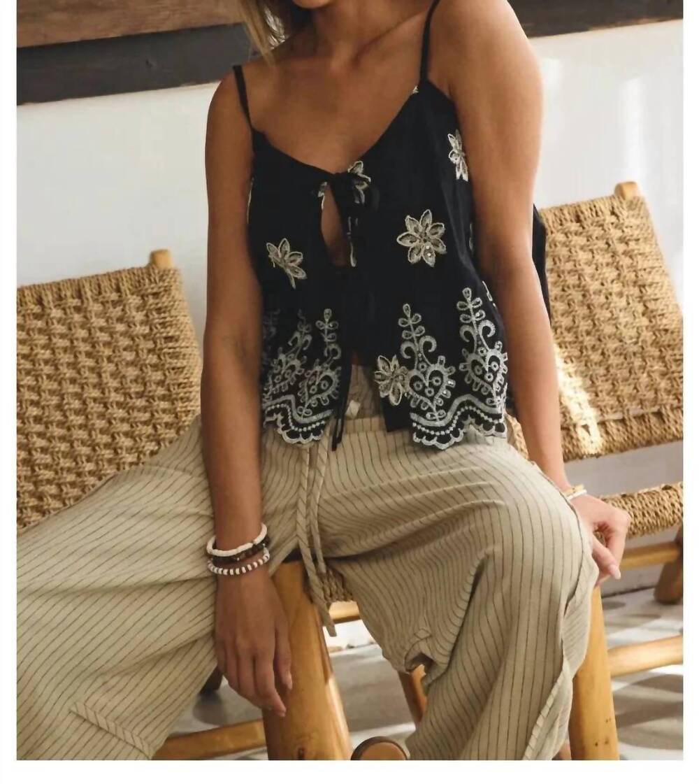NEW ODDI eyelet embroidered cami top in black